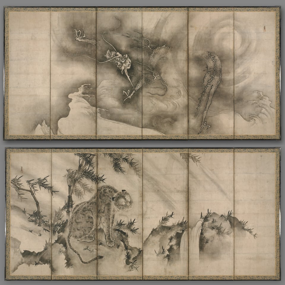 Dragon and Tiger, by Sesson Shūkei, c. 1546–56