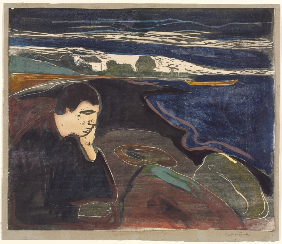Evening, Melancholy I, by Edvard Munch, 1896