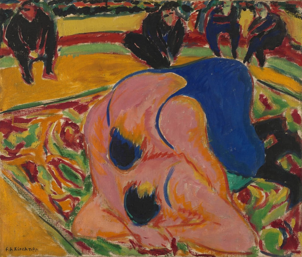 Wrestlers in a Circus, by Ernst Ludwig Kirchner, 1909