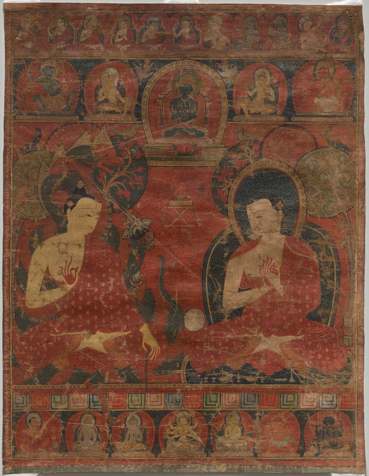 Nagarjuna (c. 150–250 CE) with a Buddhist Master, c. 1300s