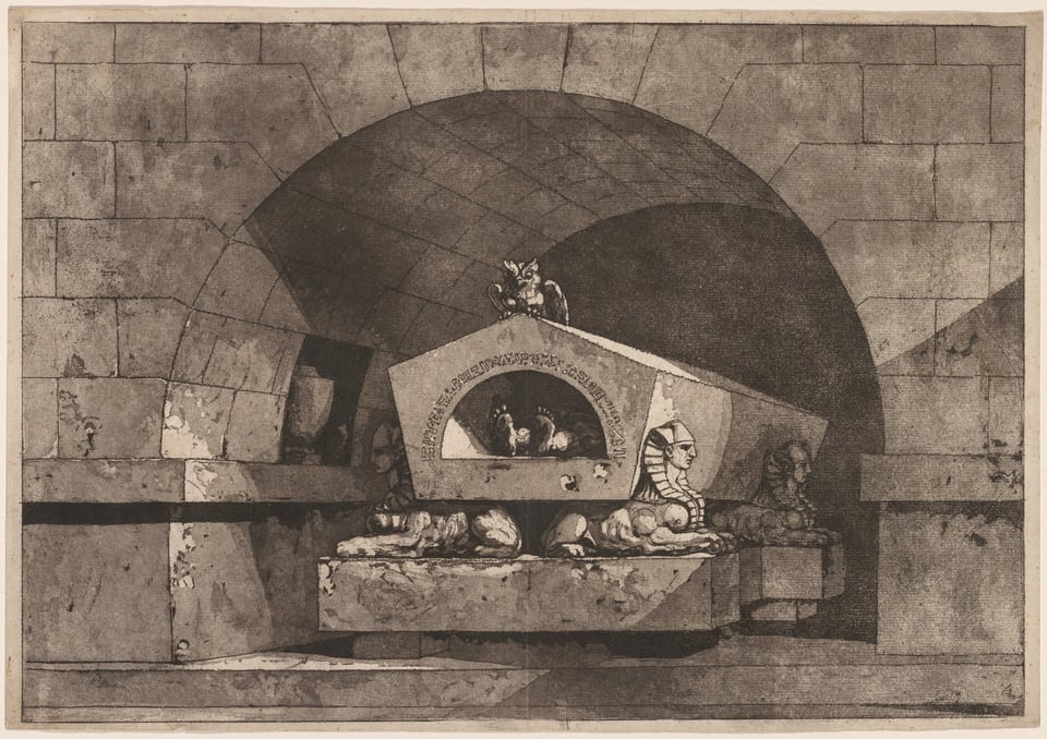 Tomb with Sphinxes and an Owl, by Louis Jean Desprez, c. 1779–84