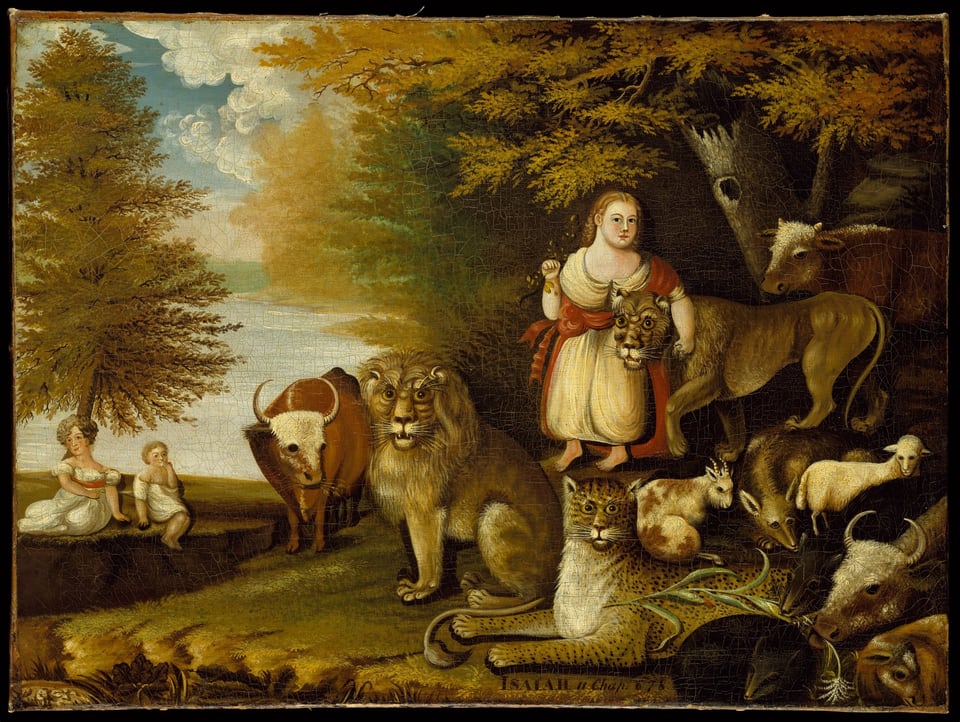 Peaceable Kingdom, by Edward Hicks, ca. 1830–32