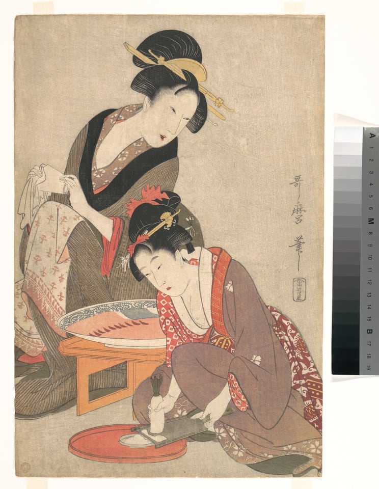 Women Grating Radish for Sashimi, by Kitagawa Utamaro, ca. 1798–99