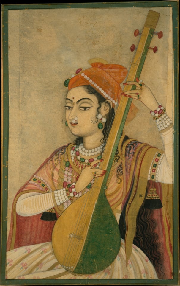 A Lady Playing the Tanpura, ca. 1735