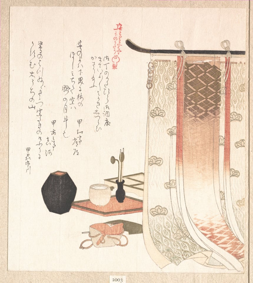 Screen and Utensils for the Incense Ceremony, by Kubo Shunman, 19th century