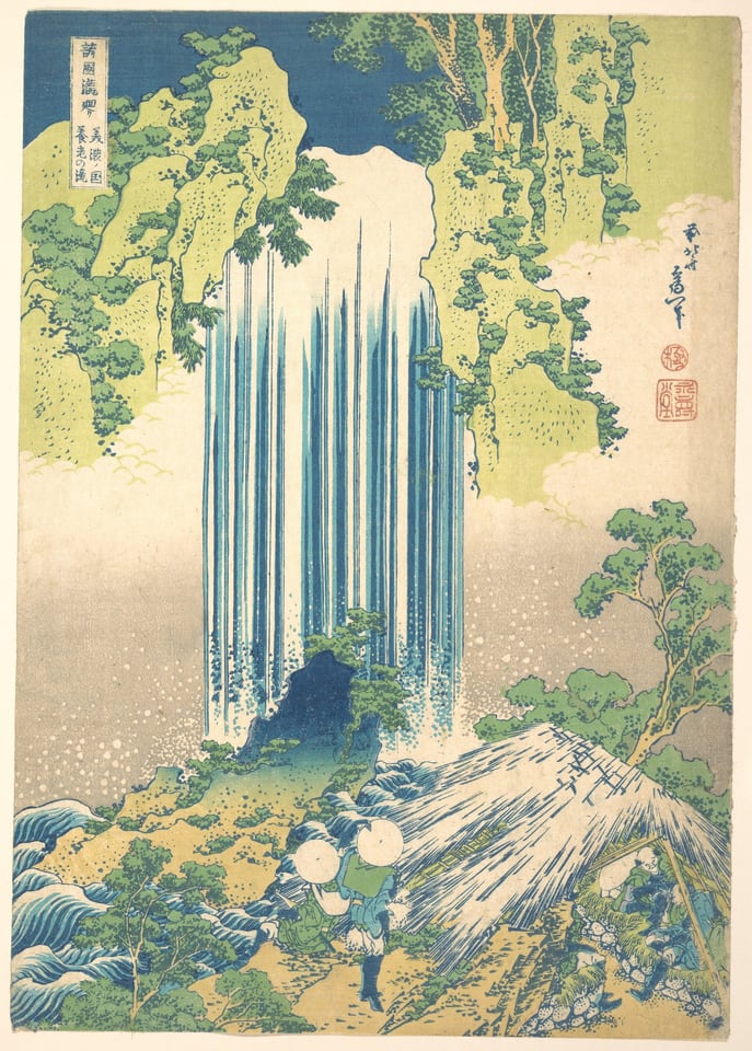 Yōrō Waterfall in Mino Province (Mino no Yōrō no taki), from the series A Tour of Waterfalls in Various Provinces (Shokoku taki meguri), by Katsushika Hokusai, ca. 1832