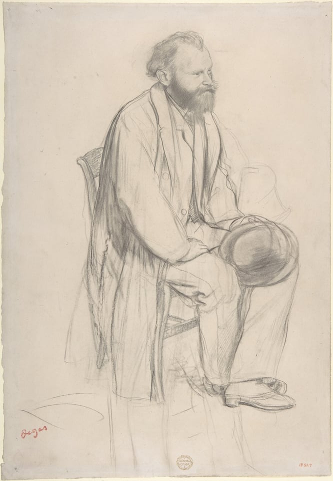 Édouard Manet, Seated, Holding His Hat, by Edgar Degas, ca. 1868