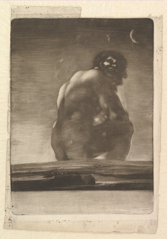 Seated Giant, by Francisco Goya, by 1818 (possibly 1814–18)